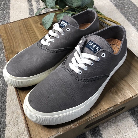 SPERRY Men’s Size 8.5 Grey Leather Sneakers - Picture 2 of 11